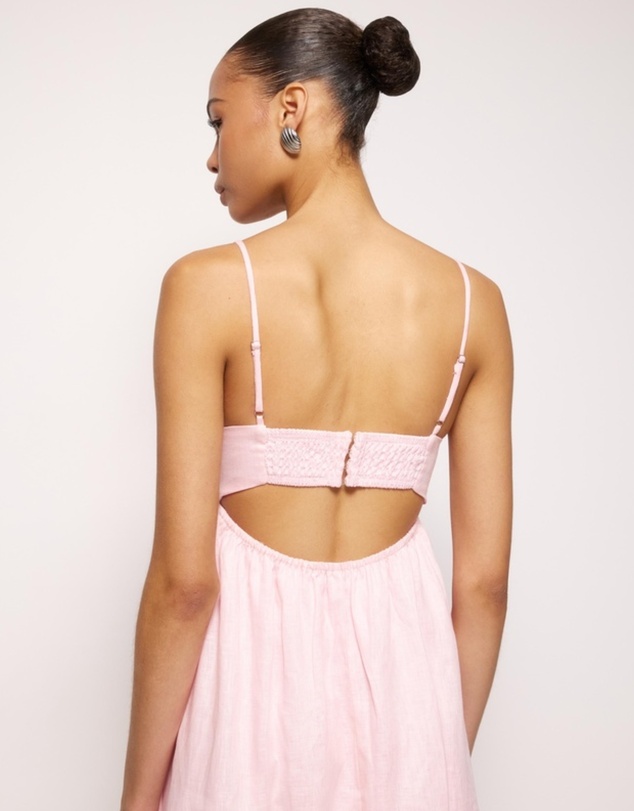 Revibe - Repaired AERE Saige Linen Midi Dress - AU 12