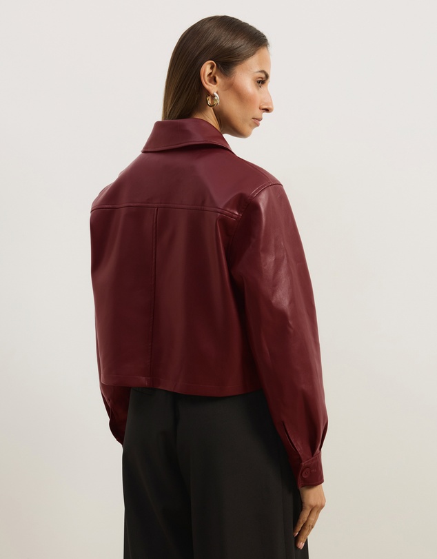 Atmos&Here - Annalise Leather Look Cropped Shacket