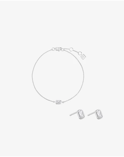 Michael Hill - 19cm Radiant-Cut Cubic Zirconia Bracelet and Stud Earring Gift Set in Sterling Silver