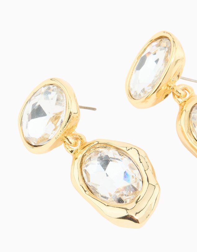 Lovisa - Gold Plated Diamante Teardrop Organic Earrings