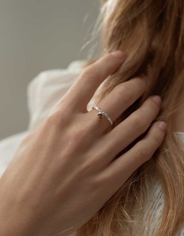 Karen Walker - Micro Acorn & Leaf Charm Ring