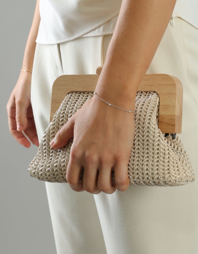 Morgan & Taylor - Erica Woven Clutch in Beige