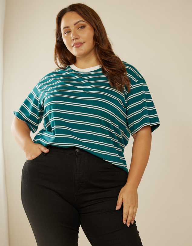 Atmos&Here Curvy - Frankie Striped Relaxed Tee