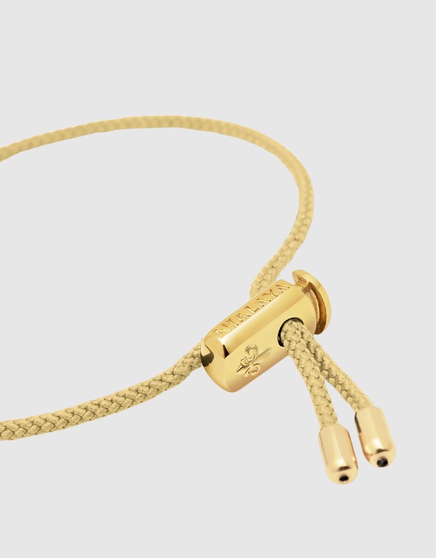Nialaya Jewellery - Men's Beige String Bracelet with Adjustable Gold Lock