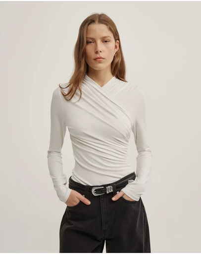 Witchery - Wrap Long Sleeve Jersey Top