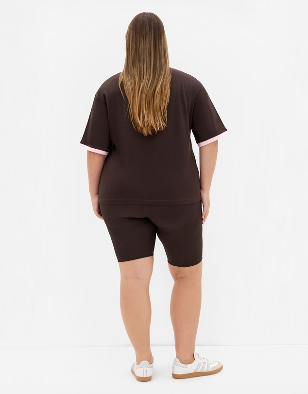 City Chic - Plus size Oversized V Neck Tee - chocolate