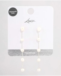 Lovisa - Silver Plated Five Freshwater Pearl Long Drop Earrings