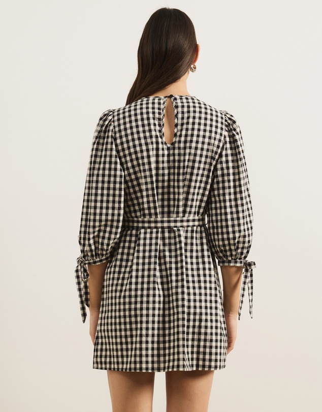 Atmos&Here - Hana Gingham Mini Dress With Tie Waist