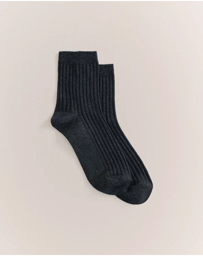 Trenery - Metallic Rib Crew Sock in Night Sky