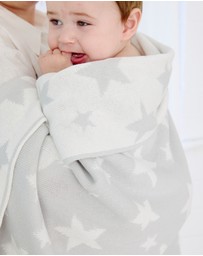 Living Textiles - Pram Knitted Blanket - Grey Stars