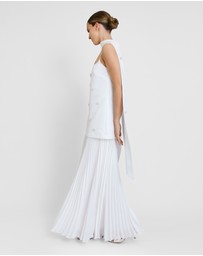 Six Stories - Embellished Pearl Strappy Maxi Dress with Neck Scarf