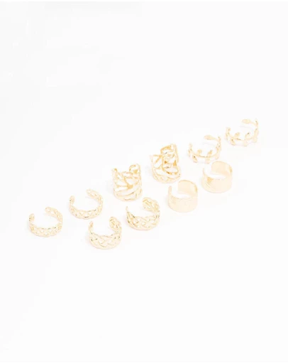 Lovisa - Gold Plated Surgical Steel Roman Leaf Ear Cuff 10-Pack
