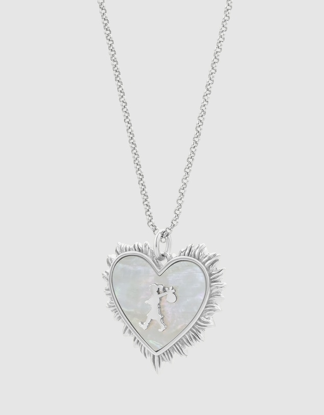 Karen Walker - Runaway Flaming Mother Of Pearl Heart Necklace 55cm