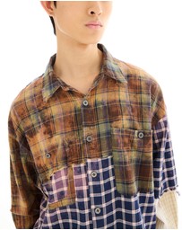 THE TALES - Reworked and Destroyed Mixed Check Shirt