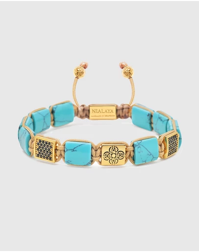 Nialaya Jewellery - The Dorje Flatbead Collection Turquoise and Gold