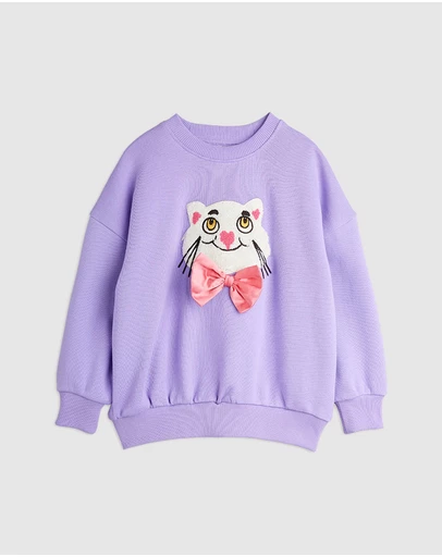 Mini Rodini - Cat With Bowtie Chenille Sweatshirt - Babies-Kids