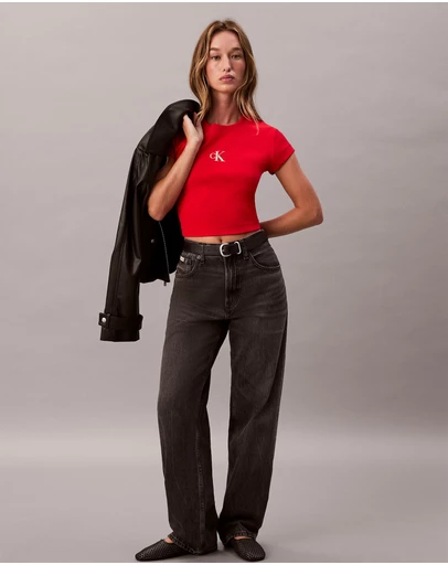 Calvin Klein Jeans - Monogram Logo Ribbed Baby Tee