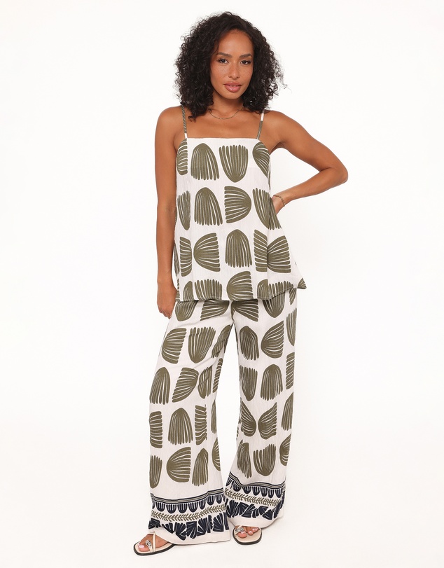Petal & Pup - Brianna Pant Set - Green Palm Print