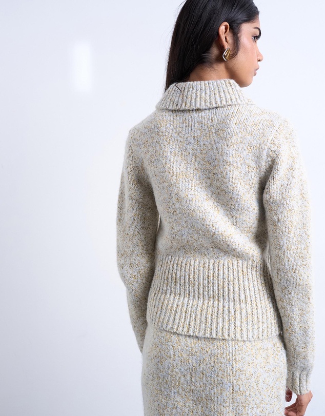 TOPSHOP - Knitted Heavy Twist Yarn Collard Cardigan