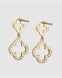 Elli Jewelry - Earrings Stud Cloverleaf with Zirconia 925 Sterling Silver Gold Plated
