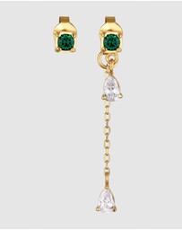 Elli Jewelry - Earrings Stud Emerald Drop 925 Sterling Silver Gold-Plated