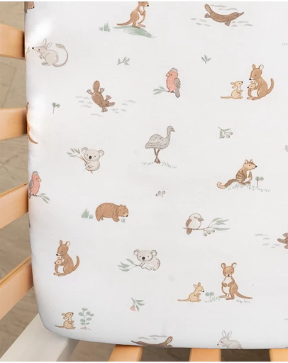 Living Textiles - 2 Pack Organic Cot Fitted Sheet - Australiana