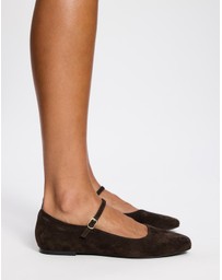 AERE - Suede Buckle Ballet Flats