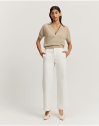 Country Road - Gcs-certified Cashmere Blend Zip-through Knit Polo