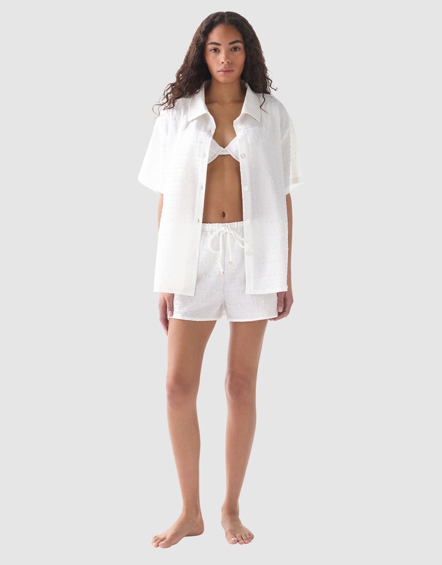 Kate Spade - Seersucker Drawstring Waist Beach Shorts