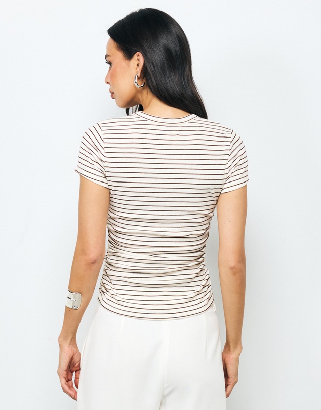 AERE - Belle Stripe Ruched T-Shirt