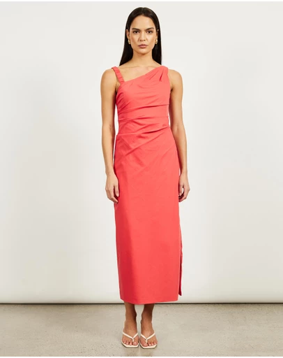 Lover - Kilian Asymmetric Tuck Midi Dress