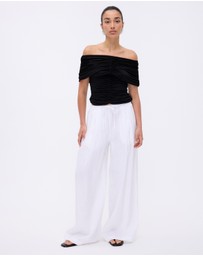 Minima Esenciales - Saffi Mid Rise Wide Leg Linen Pants
