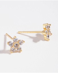 Lovisa - Gold Plated Sterling Silver Cubic Zirconia Flower Stud Earrings
