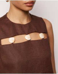 AERE - Haven Linen Beaded Mini Dress