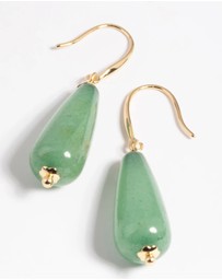Lovisa - Gold Plated Green Aventurine Drop Earrings