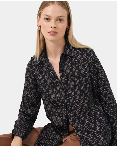Forcast - Freya Chain Print Satin Blouse