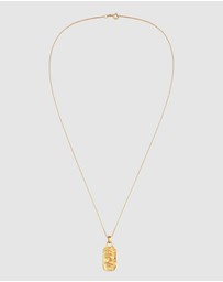 Kuzzoi - ICONIC EXCLUSIVE - Necklace Men Pendant Plate Hammered Military in 925 sterling silver gold plated
