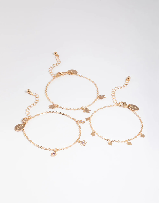 Lovisa - Gold Dainty Pearl & Star Charm Bracelet Pack