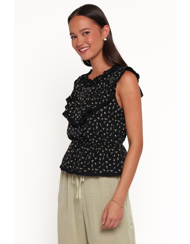 Petal & Pup - Karrie Top - Black Ditsy Floral