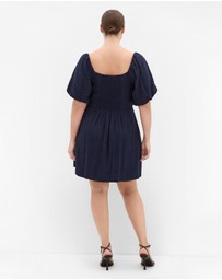 City Chic - Plus size Mani Balloon Sleeve Mini Dress - navy