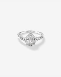 Michael Hill - 0.30 Carat TW Pear Cluster Halo Diamond Ring in 10kt White Gold