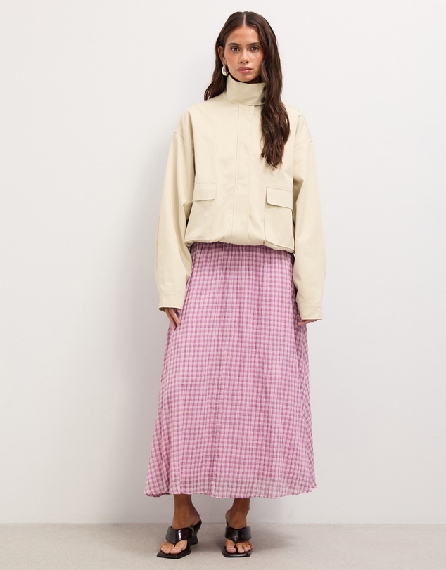 The Fated - Bloom Check Midi Skirt