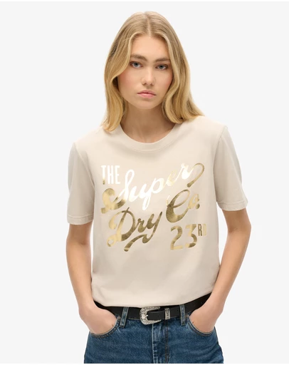 Superdry - Luxe Metallic Logo Relaxed Tee