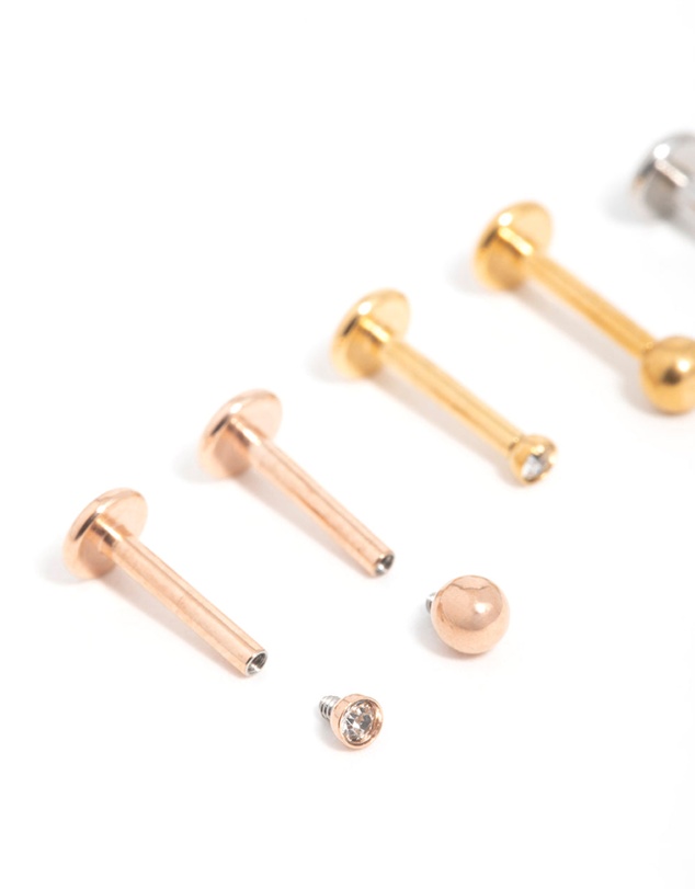 Lovisa - Mixed Mini Diamante Surgical Steel Flat Back Studs 6-Pack