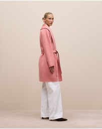 Trenery - Brushed Wool Wrap Coat in Dusty Rose
