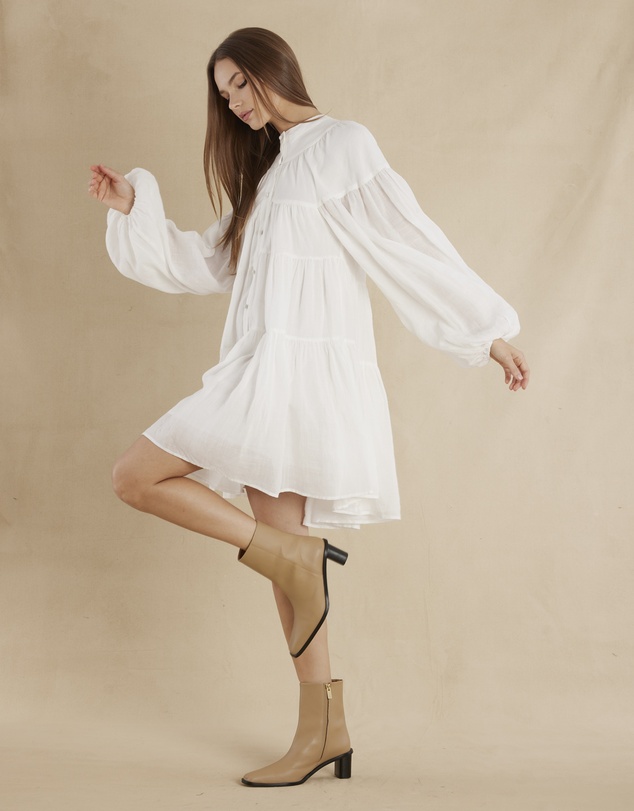 Amelius - Isabelle Ramie Tiered Mini Dress