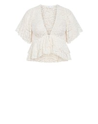 City Chic - Plus size Lily Lace Top - creme