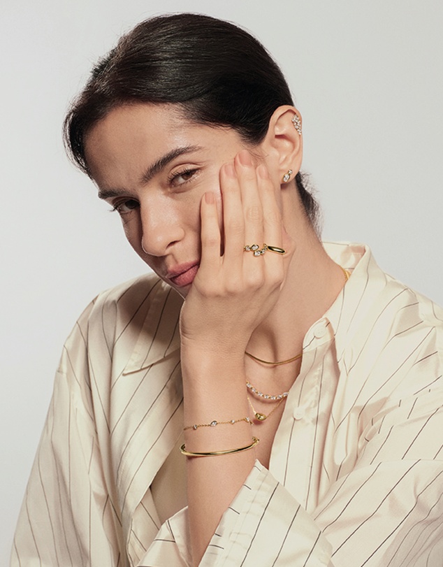 Ania Haie - Gold Round & Teardrop Bezel Station Bracelet