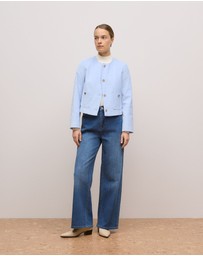 Trenery - Italian Cord Button Front Jacket in Mist Blue