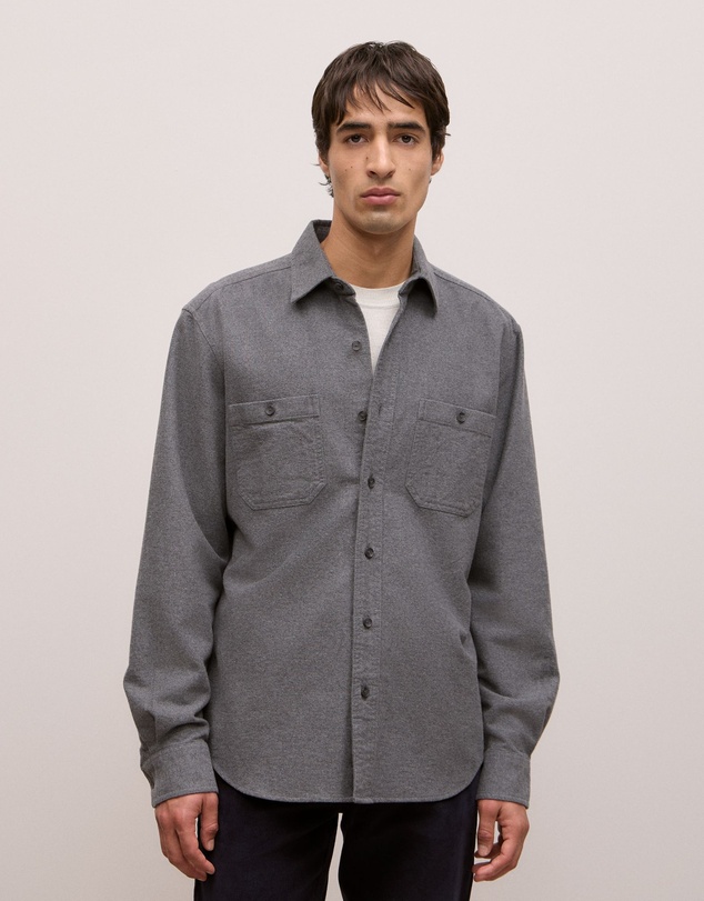 Trenery - Brushed Cotton Overshirt in Charcoal